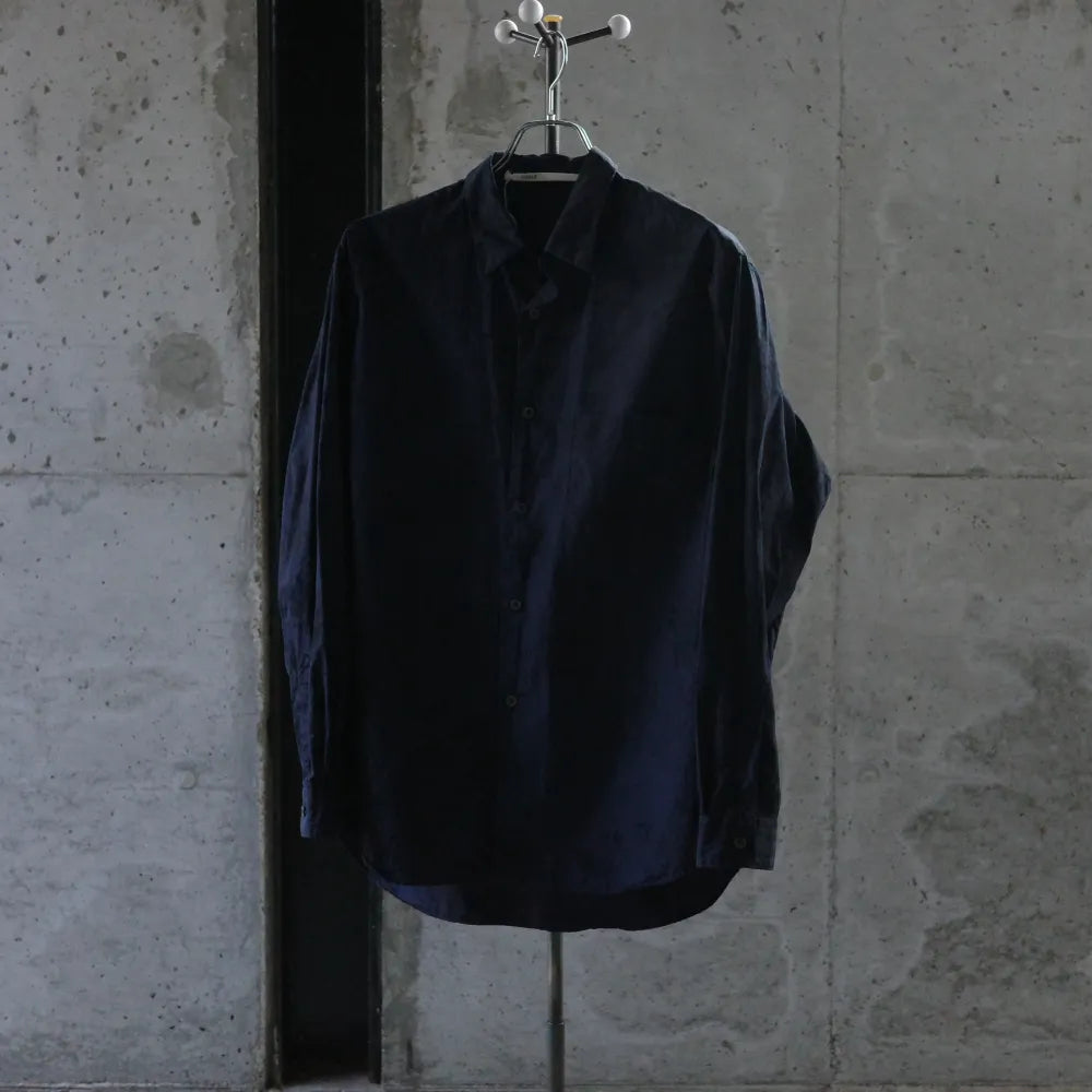 TOHNAI/REGULAR COLLAR SHIRT SPOTS NAVY