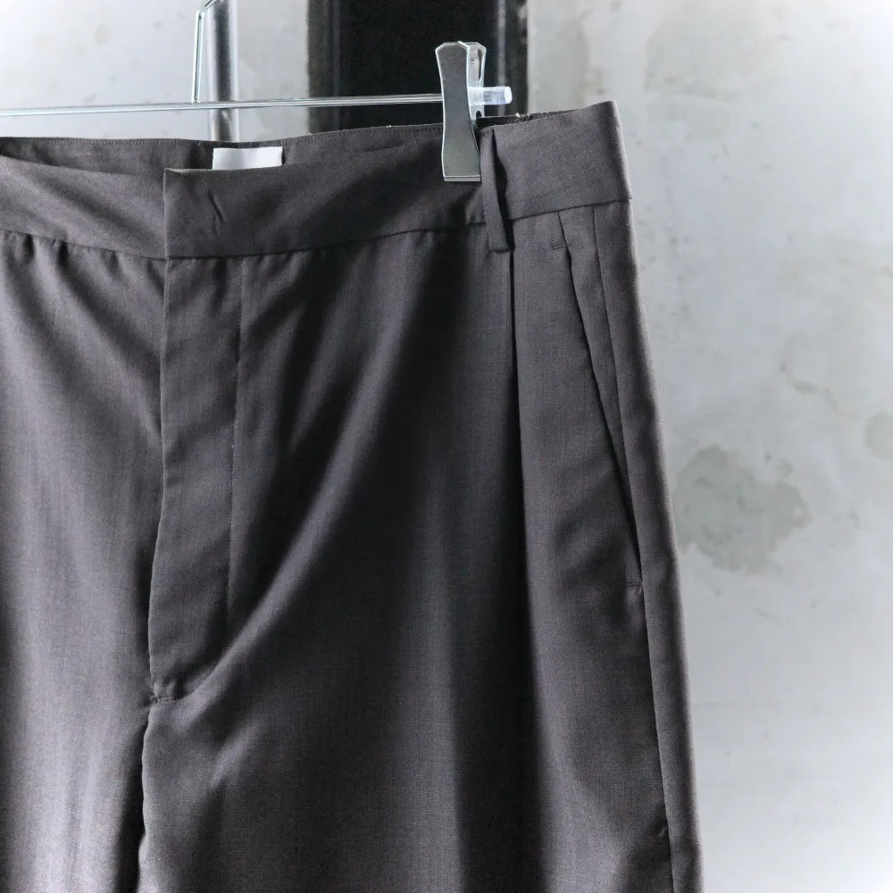 BISOWN/SHEER WOOL PLEATSTUCK SLACKS BROWN