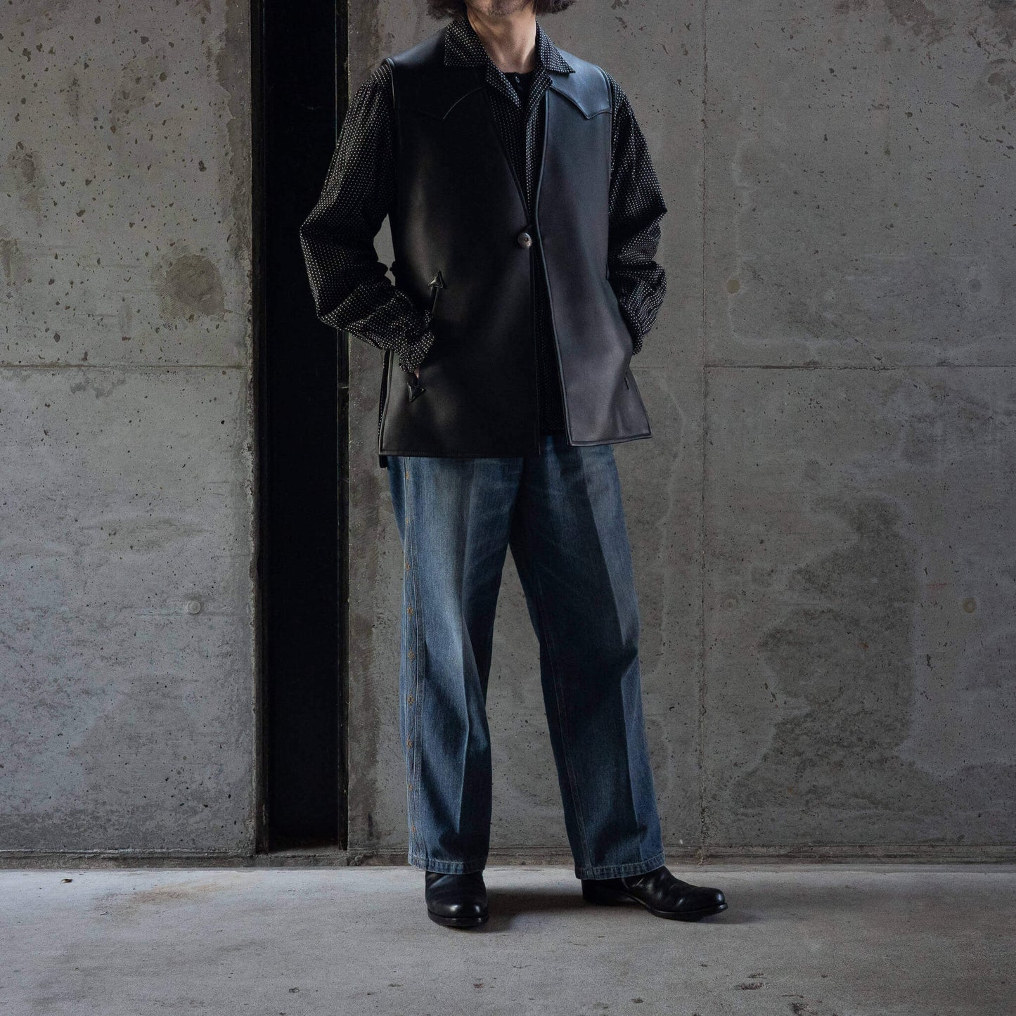 SARTO/LAMB LEATHER×CASHMERE REVERSIBLE VEST