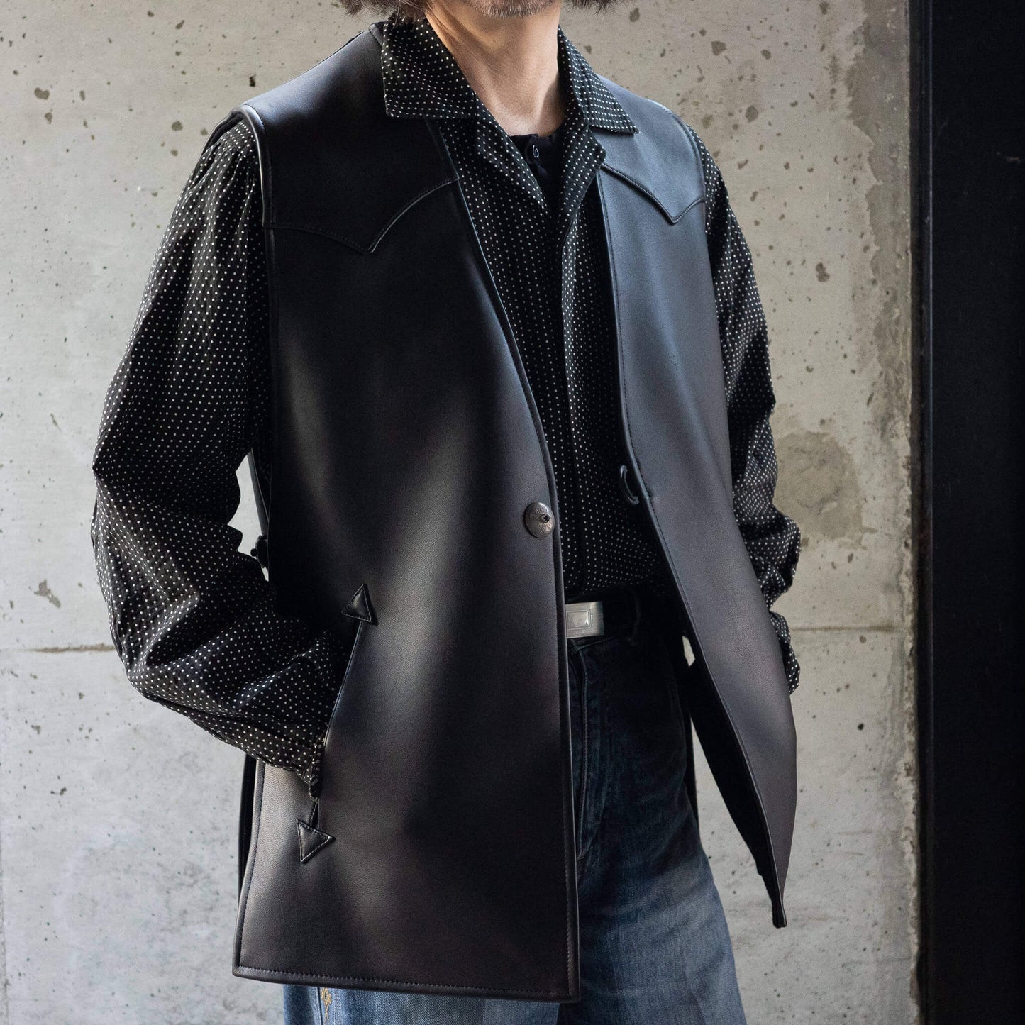 SARTO/LAMB LEATHER×CASHMERE REVERSIBLE VEST