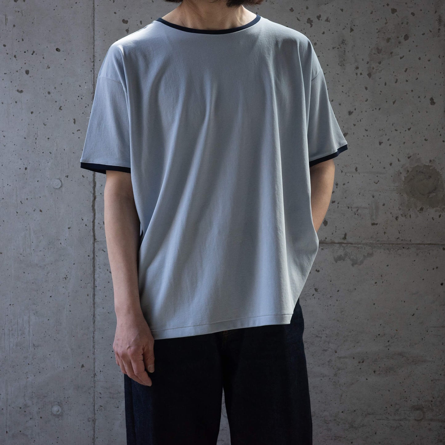 BISOWN(ビソウン)/PIMA MOKLODI RINGER TEE SMOKE BLUE×WHITE