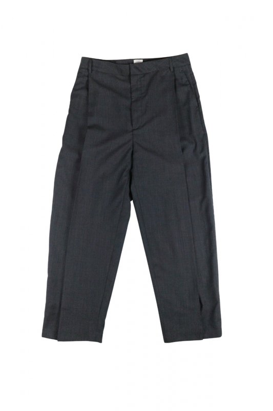BISOWN/SHEER WOOL PLEATSTUCK SLACKS NAVY