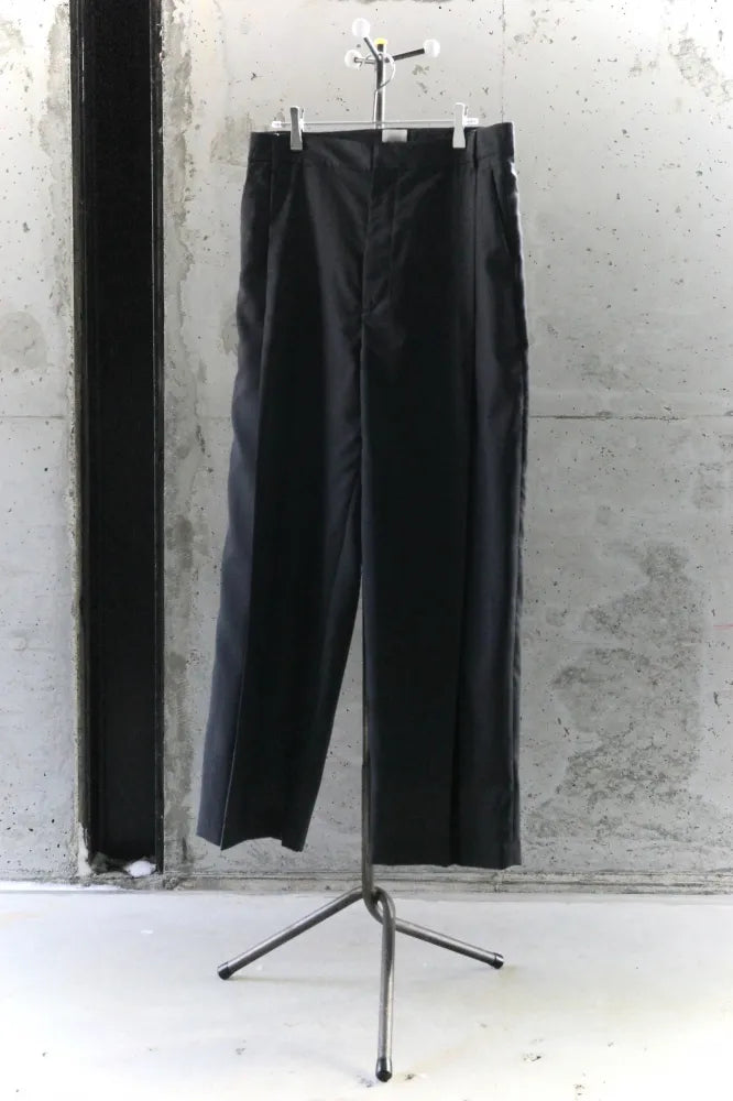 BISOWN/SHEER WOOL PLEATSTUCK SLACKS NAVY