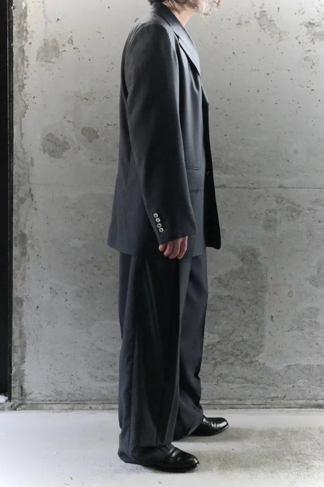 BISOWN/SHEER WOOL PLEATSTUCK SLACKS NAVY