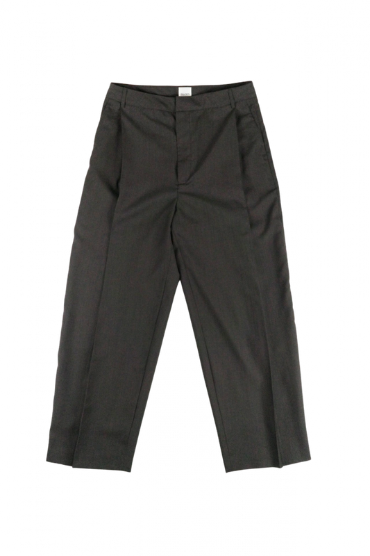 BISOWN/SHEER WOOL PLEATSTUCK SLACKS BROWN