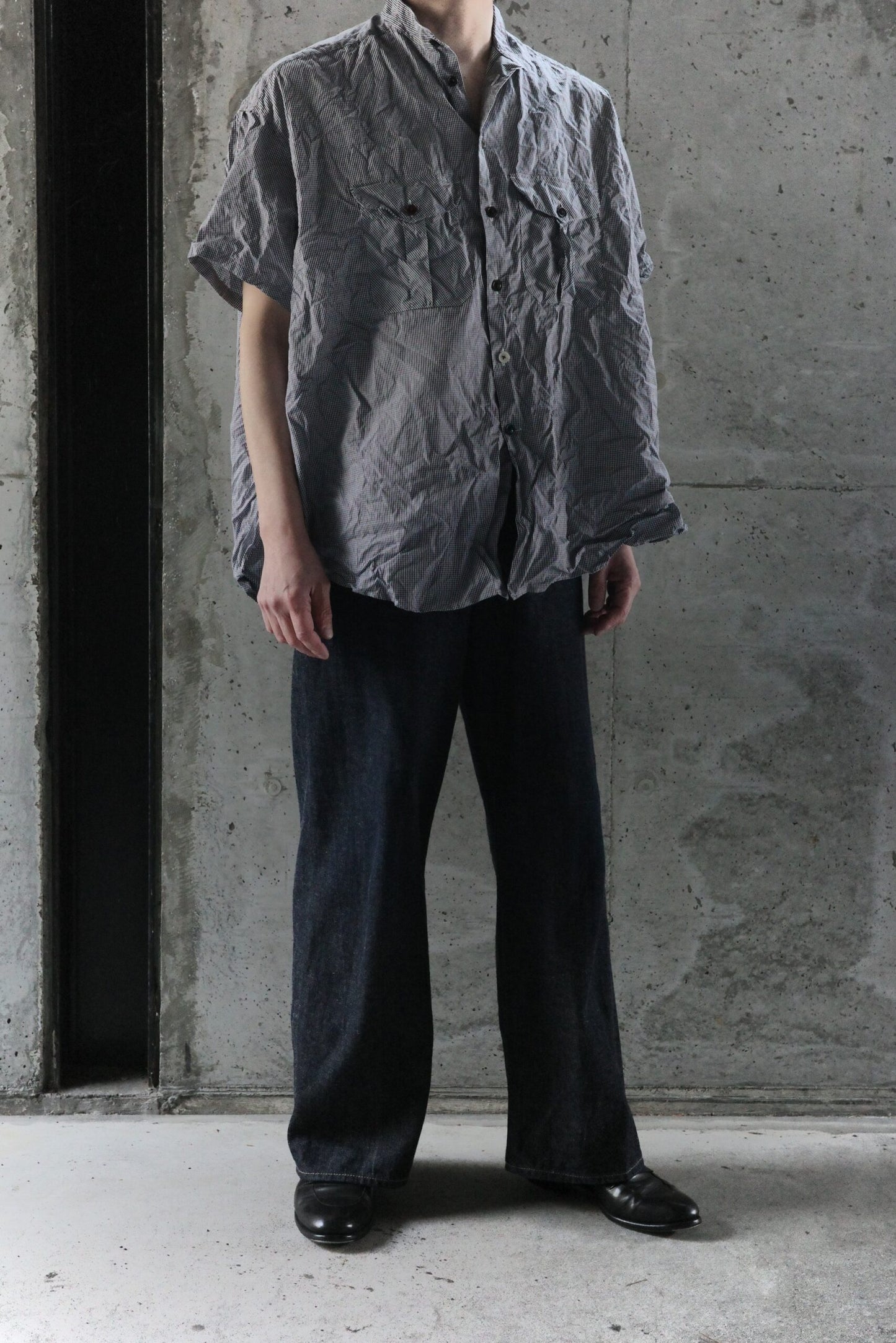 The crooked Tailor/French stand collar half sleeve work shirts