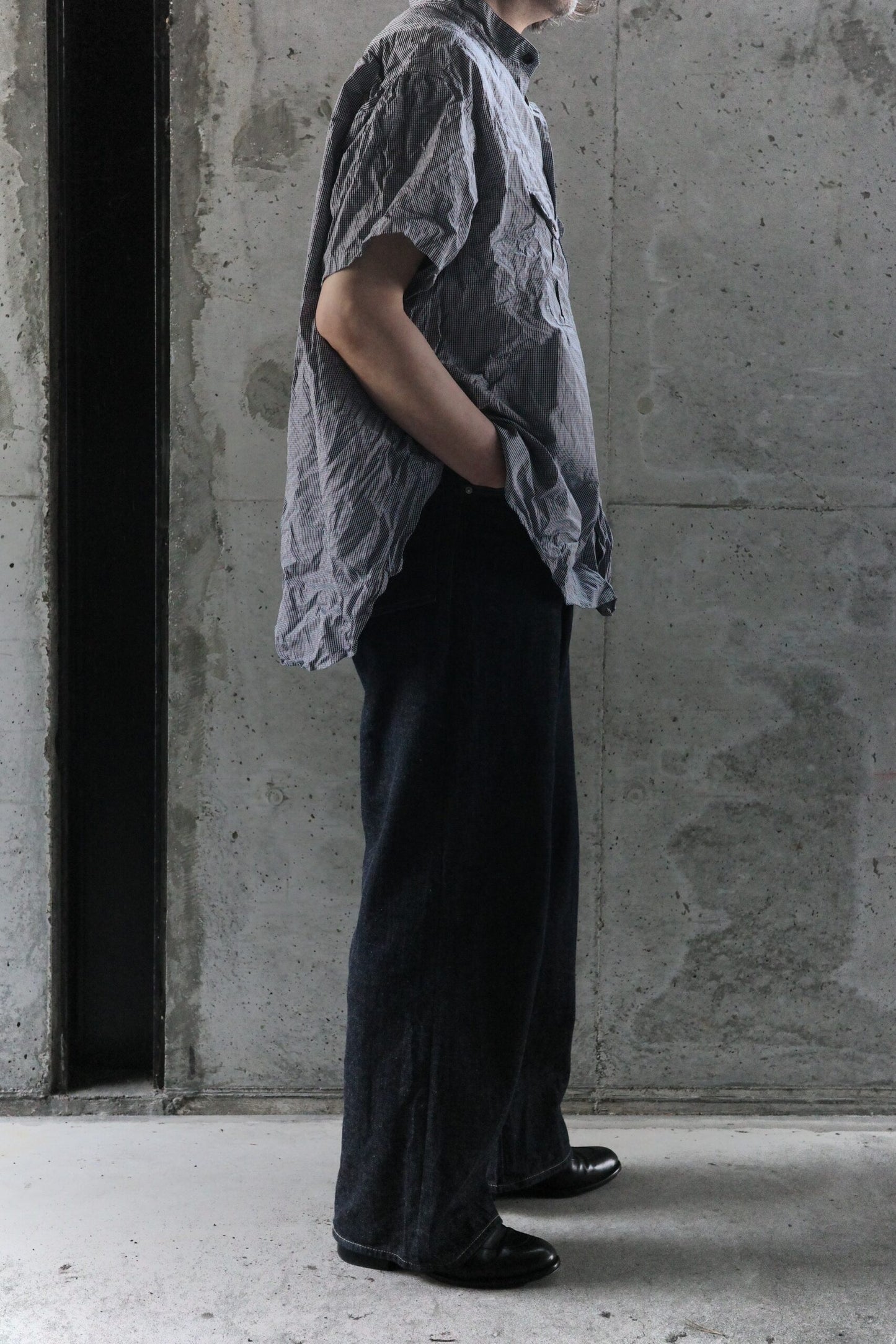 The crooked Tailor/French stand collar half sleeve work shirts