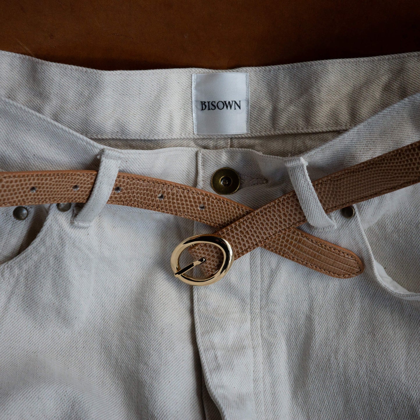 BISOWN(ビソウン)/LIZARD OVAL BELT/CM