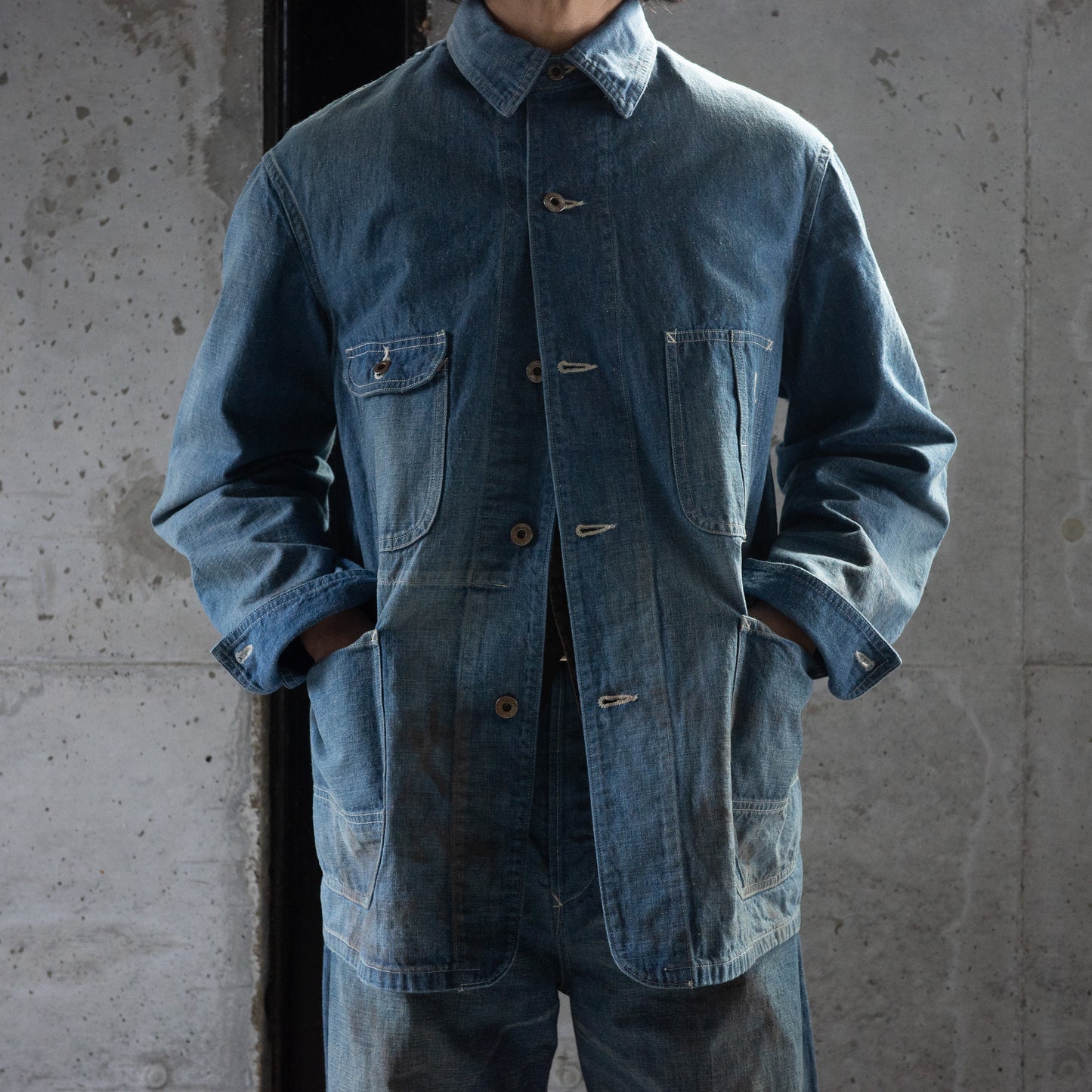 T.T Taiga Takahashi(ティー・ティー/タイガ タカハシ)/Lot.716 Damaged Coverall Jacket With Chinstrap