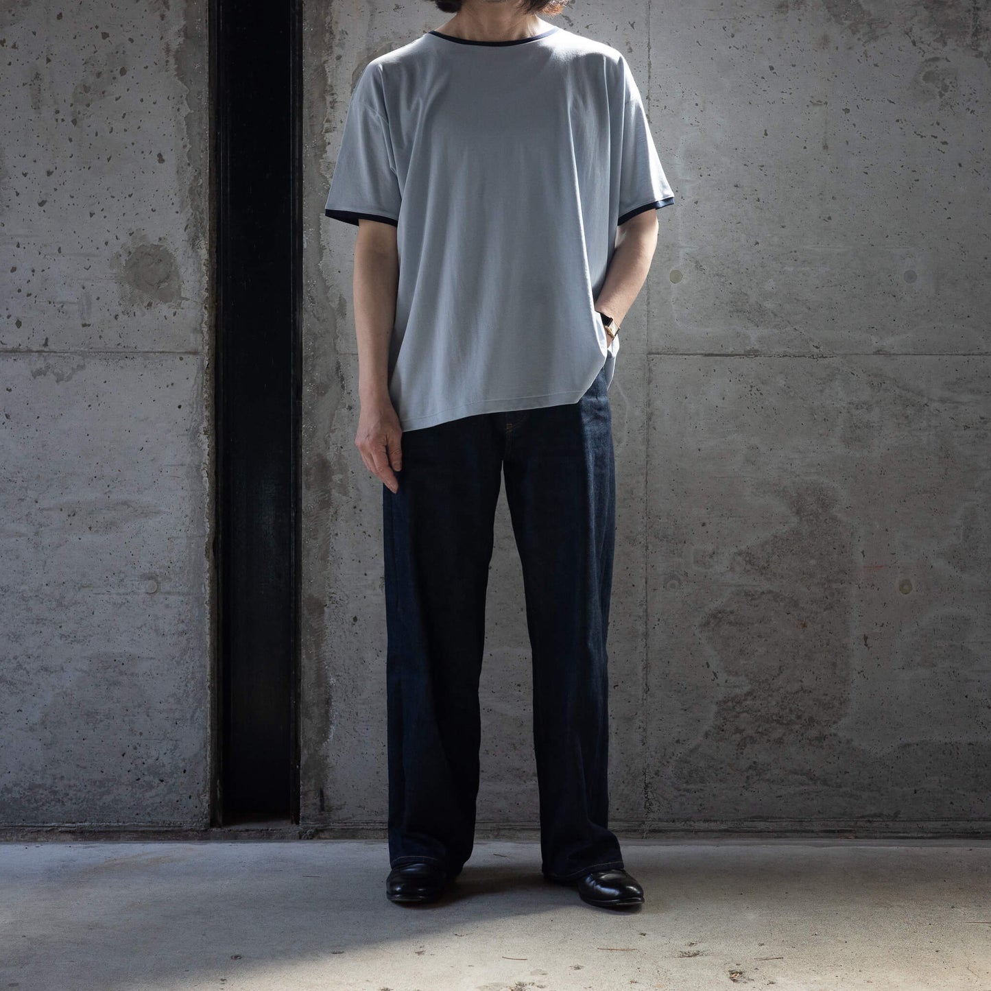 BISOWN(ビソウン)/PIMA MOKLODI RINGER TEE SMOKE BLUE×NAVY